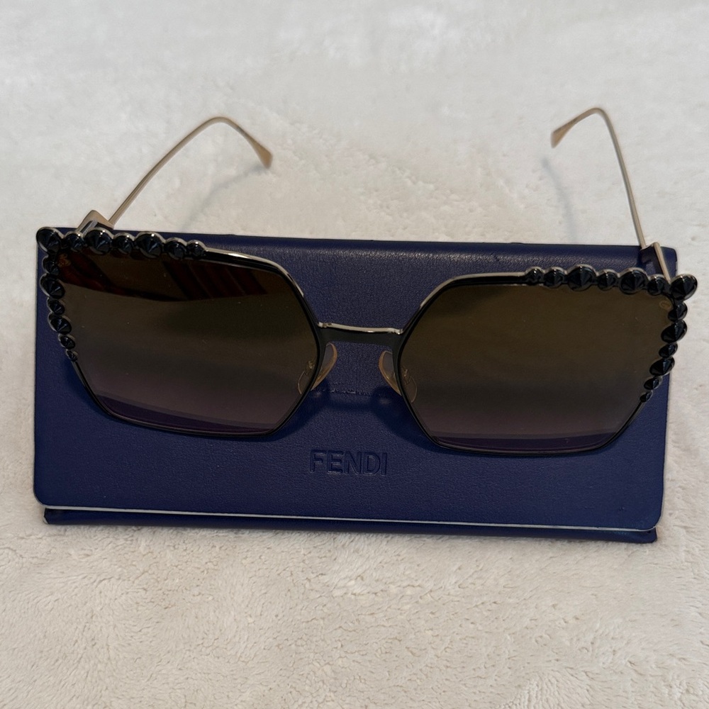 Fendi Black Crystal-Trimmed Sunglasses